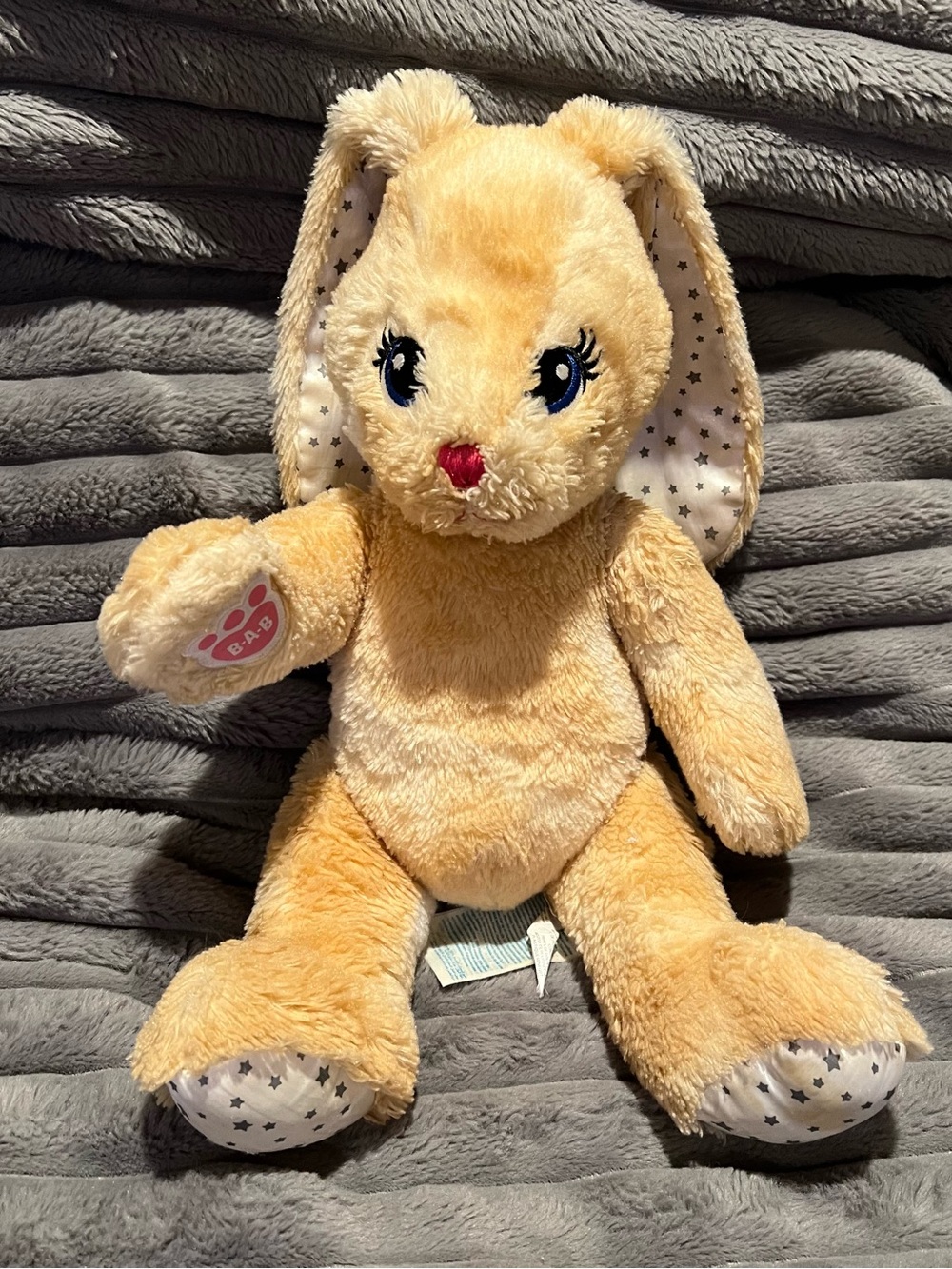 BUILD A BEAR PAULETTE BUNNY EARS STAR PRINT STAR ON CHEEK STUFFED ANIMAL LIMITED